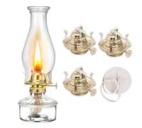Pacify 4 Pack Oil Lamp Burner Brass Plated Oil Lamp Parts Including 9.4FT Cotton Wick #2 Replacement Burner Chimney Holder