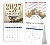 Pacify Bird Calendar 2027, British Garden Birds 12 Month Wall Calendar | 21 x 21 cm Square Design With Beautiful Wildlife Artwork, Printed On 300gsm Paper For Nature Lovers And Home Decor