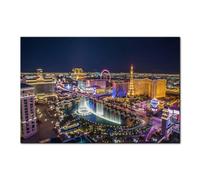 Pacimo Canvas Wall Art for Bedroom Las Vegas Skyline Wall Decorations for Living Room Office Cityscape Skyscraper Night View Wall Pictures Painting for Home Decor Framed Ready to Hang 24"x36"