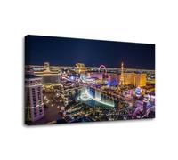 Pacimo Canvas Wall Art for Bedroom Las Vegas Skyline Wall Decorations for Living Room Office Cityscape Skyscraper Night View Wall Pictures Painting for Home Decor Framed Ready to Hang 12"x18"