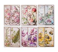 PACIOCEAN 180 Sheets Vintage Scrapbook Paper Pack, A6 Junk Journal Supplies with Bee, Botanical, Floral Animal Designs for Ephemera, Collage, Decoupage and Decorative Crafts