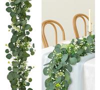 PACIOCEAN 2 Pcs 5.9Ft Artificial Eucalyptus Leaves Garland,Greenery Garland,Faux Eucalyptus Vines,Artificial Greenery Vines for Wedding Arch Backdrop Home Table Indoor Outdoor Decor