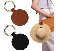 PACIOCEAN 2pcs Magnetic Hat Clips for Travel,PU Hat Clip Holder Outdoor for Sun Hat,Bag Wide Brim Hat Clip,Hands Free Bag Accessory,Will Not Leave Marks (Black,Brown)