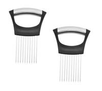 PACIOCEAN 2Pcs Upgraded Onion Holder Slicer - Stainless Steel Multi-Vegetable Cutting Tool with Finger Guard for Onion, Potato, Tomato - Anti-Tear Kitchen Gadget