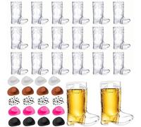 PACIOCEAN 40 PCS Cowboy Boot Shot Glasses Set with 20 Hats, Reusable Plastic Cups for Western Party, Birthday, BBQ, Wedding Decorations, Rodeo Theme Supplies