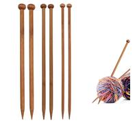 PACIOCEAN 6PCS K-nitting N-eedles Different Sizes Bamboo K-nitting N-eedles,Single-tip Wooden K-nitting N-eedles Set for DIY Handmade Wool Sweater Scarf for Beginner (6mm, 8mm, 10mm)