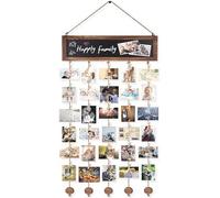 PACIOCEAN Aesthetic Black and White Photo Display Board, DIY Wall Collage Kit with 30 Wooden Clips and Jute String, Modern Picture Holder for Home Decor, Wedding, Party