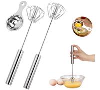 PACIOCEAN Push Whisk,Hand Push Egg Beater Mixers, 2 Stainless Whisks in 10" and 14" Sizes, Perfect for Blending, Whisking, Beating, Stirrin