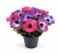 Pack 1 Artificial Flowers for Graves in Pots 25cm | 12 Head Purple/Pink/Creise Grave Flower Pots for Christmas | Luxury Memorial Flowers for Graves, Funerals & Lasting Tributes | All Season Displays