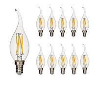 Pack 10 E14 Vintage Candelabra LED Bulb 4W C35 400 Lumens Warm White 2700K Chandelier Light Bulbs C35 Filament LED Candle Bulb Flame Tip No Dimmable