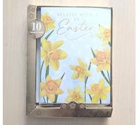 Pack 10 Easter Cards With Envelope Traditional Floral Daffodil - 2 Designs Per Pack