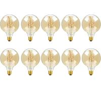 Pack 10 | LED Vintage G125 4W E27 Edison LED Screw Bulb, Retro Style Love/Music Design Filament Glass Antique Warm White Indoor Lamp and Decorative Lighting Bulb