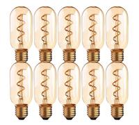 Pack-10, Vintage LED E27 Tubular Bulb, T45 4W (40W Equivalent) Warm White 2700K Non-Dimmable LED Spiral Filament Energy Saving Bulb for Home Living Dining Area Lighting Decorative [Energy Class A]