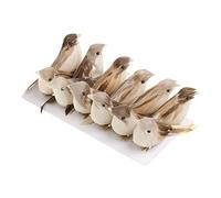 Pack 12Pcs Artificial Feather Bird Xmas Christmas Tree Decor Cute Fake Birds Garden Home Bonsai Decor DIY Ornament Durable (Brown)