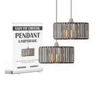 Pack 2 Black Crystal Glass Light Shade 30cm Drum Shape Lampshades for Replacement Ceiling Lights & Bedside Lamps, Easy Fit Pendant Lamp Shades for Bedroom, Living Room, Kitchen, Hallway