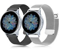 Pack 2 Compatible with Compatible with Samsung Galaxy Watch Active/Active 2 40mm / 44mm Strap 20mm Two Sections Stainless Steel Mesh Metal Watch Band for Gear Sport / S2 Classic/Garmin Vivo Active 3