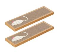 Pack - 2 Double-Sided Cat Scratch Pad with Catnip & Mouse Toy - Reversible Corrugated Cardboard Scratcher for Indoor Cats - Scratching Board for Claw Care & Furniture Protection (38 X 12 X 1.8) CM