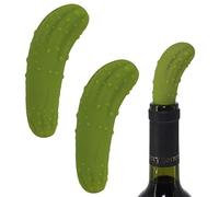 Pack-2 Funny Pickle Wine Stoppers, Decorative Wine Gifts, Air Tight Reusable Silicone Bottle Stopper, Cute Wine Gadget, Unique Wine Lovers Gift, Fun Beverage Accessories for Party, Home, Bar