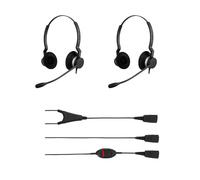 Pack 2 Jabra BIZ 2300 Duo QD + Training Cable with Mute Button Light, durable headset with crystal-clear audio for intensive use, plus 1.5m