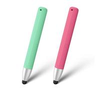 Pack 2 Kid-Friendly Pens for Touch Screens - Stylus Pens Compatible with Kindle, iPad, iPhone (Sakura Pink/Peacock Blue)