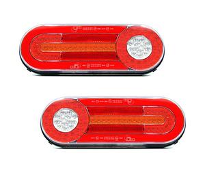 PACK 2 LED PILOTS 7 FUNCTIONS INTERMITTENT PROGRESSIVE WITH SIDE PLATE LIGHT 12V 24V TRAILER TRUCK EUROPEAN CERTIFIED TRAILER