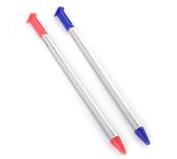 Pack 2 New3DS Extra Telescopic Stylus Metal Resistive Pencil Blue/Red Replacement, for New 3DS Small Handheld Game Console, Touchscreen Touch Pen Touchpen Two PCS Spare Parts Accessories