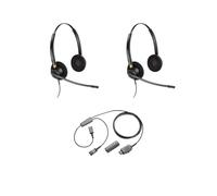 Pack 2 Plantronics EncorePro HW520 Noise Canceling + Y Adapter Training Cord Lightweight, ergonomic dual-ear corded headset with noise-cancelling mic,