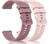 Pack 2 Silicone Straps Compatible with Garmin Vivoactive 5 Watch Strap/Vivoactive 6/3/3 Music,20mm Soft Sport band for Venu Sq 2/Venu/Venu Sq & Forerunner 55/165/245/645 (Pink/Smoke Purple)