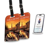 [Pack 2] tag8 Amsterdam Smart Bag Luggage tag |Trendy Luggage tag ID Identification Fashionable Digital Name tag | Airline Compliant, SITA World Tracer Code Enabled | Travel Gift idea, Collectible