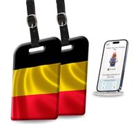 [Pack 2] tag8 Belgium Flag Smart Luggage tag |Trendy Luggage tag ID Identification | Suitcase Tag | Fashionable Digital Name tag | Airline Compliant, SITA World Tracer Code Enabled | Gift idea