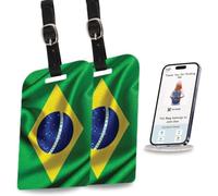 [Pack 2] tag8 Brasil Flag Smart Bag tag |Trendy Luggage tag ID Identification Fashionable Digital Name tag | Airline Compliant, SITA World Tracer Code Enabled | Travel Gift idea, Collectible