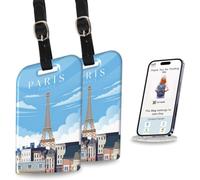 [Pack 2] tag8 Paris Smart Bag tag |Trendy Luggage tag ID Fashionable Digital Name tag | Airline Compliant, SITA World Tracer Code Enabled | Travel Gift idea, Collectible