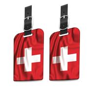 [Pack 2] tag8 Swiss Flag Smart Bag tag |Trendy Luggage tag ID Identification Fashionable Digital Name tag | Airline Compliant, SITA World Tracer Code Enabled | Travel Gift idea, Collectible