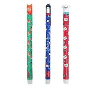 Pack 3 Erasable Christmas Gel Pens,Cute Animal Christmas Pen,Quick Dry Black Point Pens,Xmas Fine Smooth Pen Ink Writing