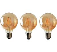 Pack 3 | LED E27 Edison Light Bulb| Dimmable G95 8W (Equivalent 60W) 2700K Warm White 806lumen Screw LED Filament Amber Glass Globe Vintage Old Fashined Energy Saving Bulb for Lighting Decoration