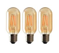 Pack 3 | LED E27 Edison Light Bulb | T45 4W (Equivalent 40W) Dimmable Warm White 2700K Screw 450 Lumen Tubular Amber Glass LED Filament Vintage Energy Saving Bulb for Indoor & Lighting Decoration