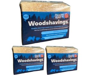 Pack 3 Pillow Wad Wood Shavings 4.5kg Kiln Dried | Dust Extracted Small Animal Bedding Premium Quality | Soft & Absorbent Pet Bedding for Rabbits, Guinea Pig, Hamster, Sawdust & Other Small Pets.