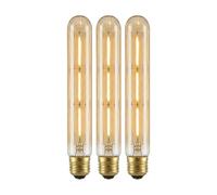 Pack 3, Vintage LED Edison E27 Light Bulbs, T185 3W (30W Equivalent) Dimmable Warm White 2700K 400 Lumens LED Filament Amber Glass Screw Old Fashioned Tubular Style Decorative Lamp Cage Bulb