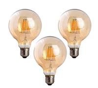 LEDSone 3 Pcs Vintage Light Bulb 8W B22 Bayonet Light Bulb G95 LED Edison Bulb Amber Globe Glass Retro Style Energy Saving Filament Decorative Bulbs Warm White 2700K