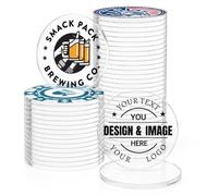 Pack 30-1000 Custom Clear Poker Chips,Double-Sided Full Color Printing Acrylic Drink Tokens with Your Personalized Logo/Text/Image/QR code for Bar,Party,Wedding,Clubs,Bingo Game,Classroom,Promotions