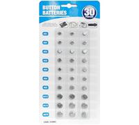 Pack 30 Button Cell Batteries LR44(AG13) LR43(AG12) LR1130(AG10) LR754(AG5) LR626(AG4) LR41(AG3) LR621(AG1) - Coin Batteries for Toys, Watches, Garage Door Openers, Calculators, Keys - Alkaline