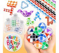 Pack 30 Magic Snake Cube + 30 Organza Gift Bag + 1 Birthday Badge + 30 Figure Guide. Party Bag Fillers for Kids, Kids Party Bag Fillers,party bags fillers for kids pre filled,party Favours.Girls.Boys