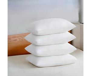Pack 4 Pillow Hollowfibre Hotel Quality Ultra Bounce Back Bed Pillows - Anti Allergy Soft Support Comfortable Orthopedic Extra Filled Pillows for Back Neck & Side Sleepers - Size 50 x 75 cm