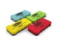 Pack 4 Show-me® Magnetic Whiteboard Erasers, Assorted Colours
