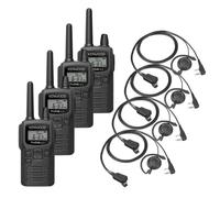 Pack 4x Kenwood PKT-300E + 4x Earloop Headset A compact, licence-free set of four PMR446 two-way radios featuring clear sound, simple operation and a