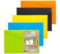 Pack 5 A4+ 50% Recycled Colour Press Stud Wallets (1)