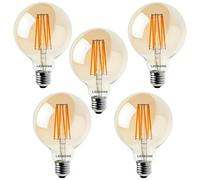 Pack 5, LEDSone LED Edison E27 Light Bulb, G95 8W (60W Equivalent) Dimmable Warm White 2700K Screw Base LED Filament Globe Vintage Old Fashion Decorative Bulb [Energy Class A]