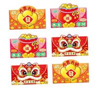 Pack 6 2026 Year Horses Frosted Red Envelopes With Cartoon Design Celebration Gifts For Festival And