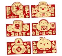 Pack 6 2026 Year Horses Frosted Red Envelopes With Cartoon For Festival Design Celebration Gifts And