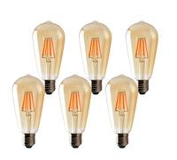 Pack 6, LED Edison E27 Light Bulb, ST64 4W (40W Equivalent) Dimmable Warm White 2700K Screw Base LED Filament Vintage Energy Saving Bulb for Squirrel Cage Lamp & Home Decoration [Energy Class A]